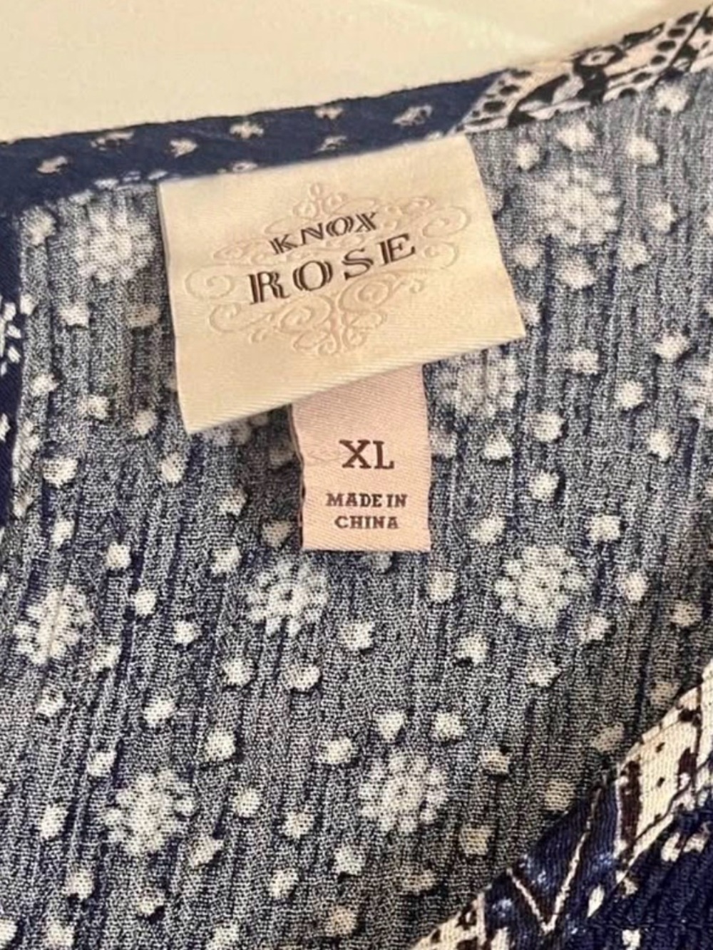 Knox Rose Blue Patterned Smocked Dress - Size XL - Picture 4 of 4